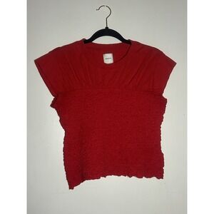 Maeve Woman's Cropped Top‎ Smocked Bohemian Hippie Peasant S